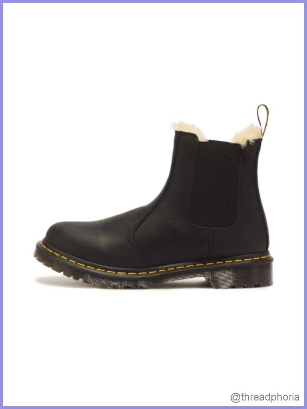 Dr. Martens Leonore Leather Warmwair Chelsea Boot Faux Fur Lined Air-Cushioned